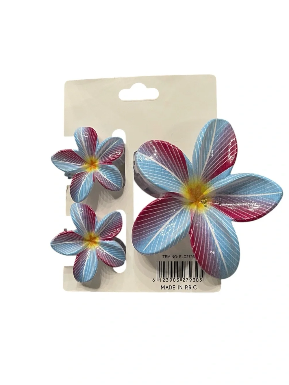 HIBISCUS 3 PIECE CLAW HAIR CLIP SET